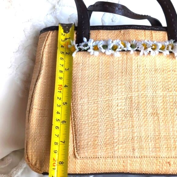 Cole Haan Spring 🌼Daisy Straw/Leather Mini Tote Bag - Picture 13 of 17
